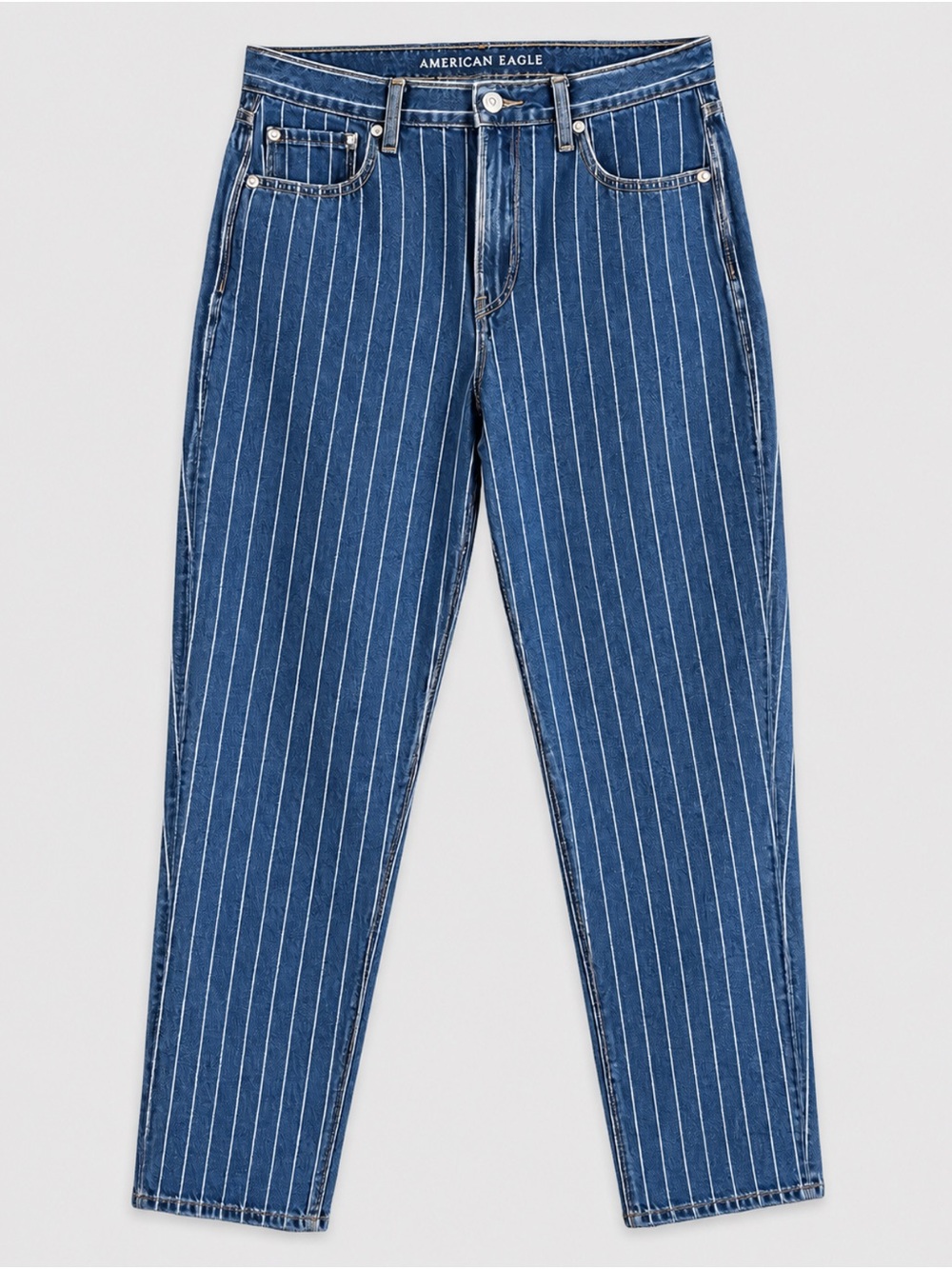 American Eagle Blue High-Rise Mom Jeans - size 12, 100% Cotton